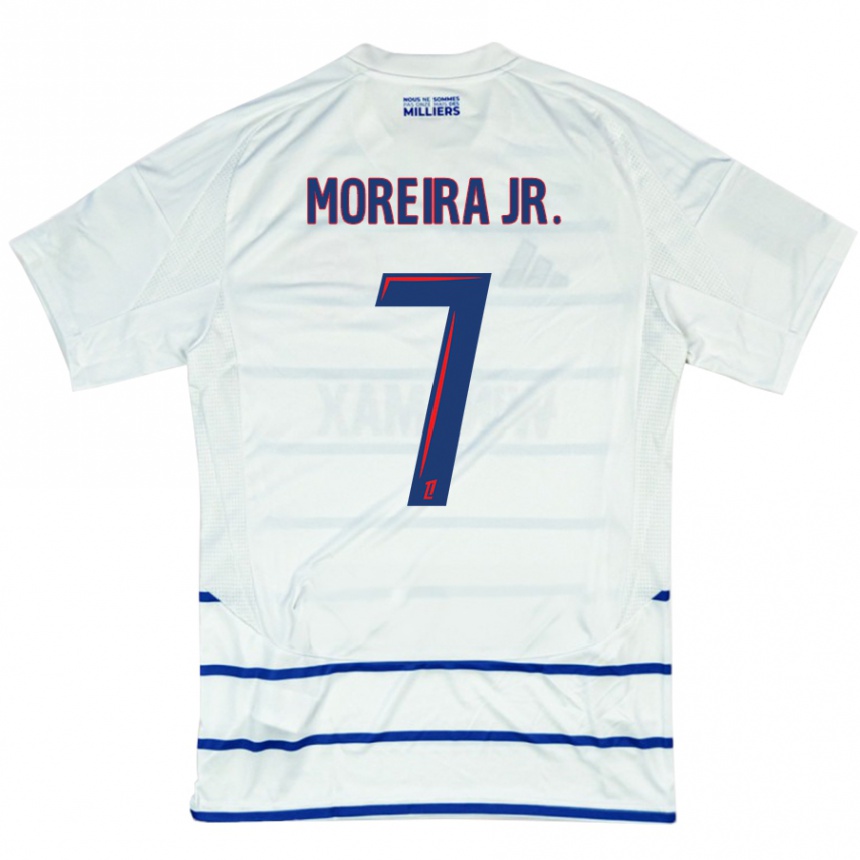 Hombre Fútbol Camiseta Diego Moreira #7 Blanco Azul 2ª Equipación 2024/25 Perú