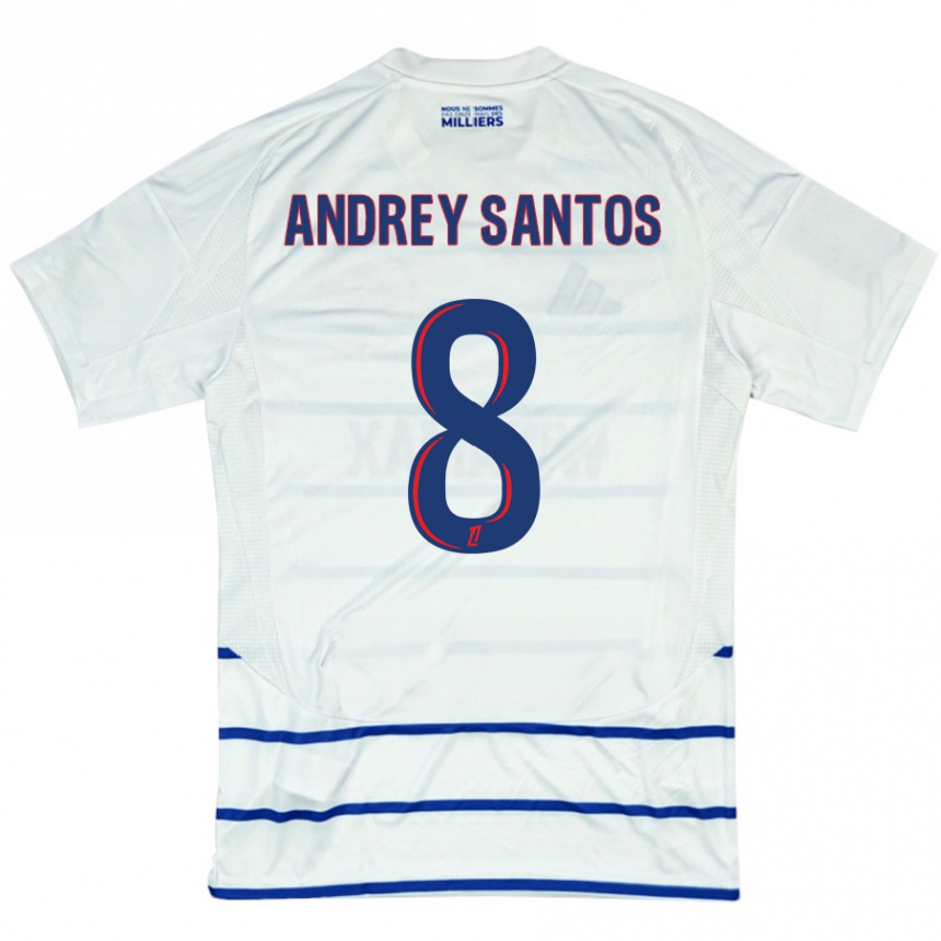 Hombre Fútbol Camiseta Andrey Santos #8 Blanco Azul 2ª Equipación 2024/25 Perú