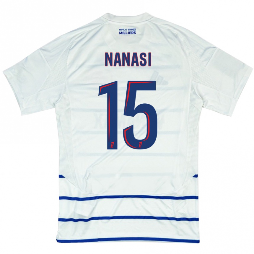 Hombre Fútbol Camiseta Sebastian Nanasi #15 Blanco Azul 2ª Equipación 2024/25 Perú