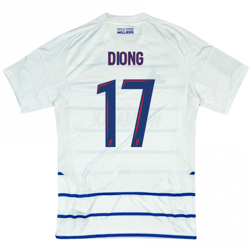 Hombre Fútbol Camiseta Pape Diong #17 Blanco Azul 2ª Equipación 2024/25 Perú