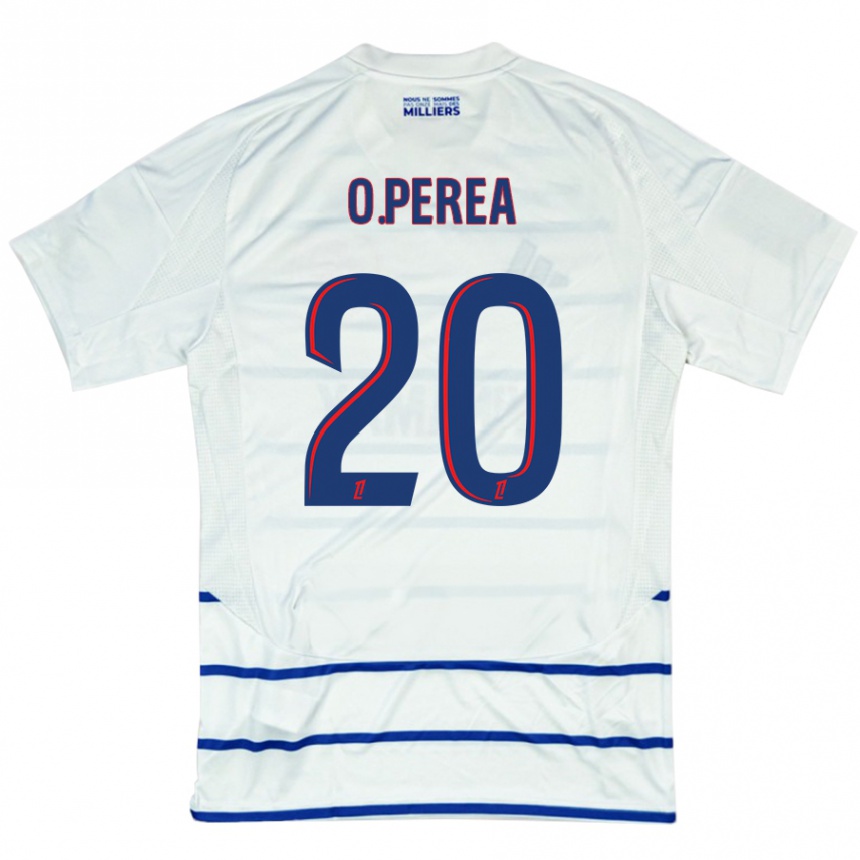 Hombre Fútbol Camiseta Óscar Perea #20 Blanco Azul 2ª Equipación 2024/25 Perú