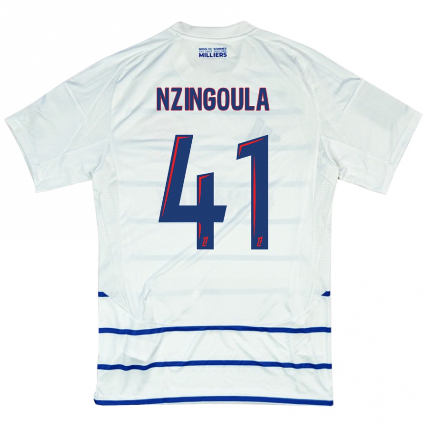 Hombre Fútbol Camiseta Rabby Nzingoula #41 Blanco Azul 2ª Equipación 2024/25 Perú