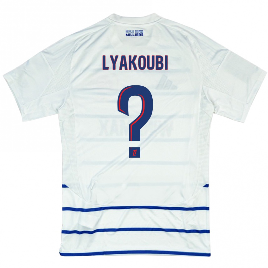 Hombre Fútbol Camiseta Oussama Lyakoubi #0 Blanco Azul 2ª Equipación 2024/25 Perú