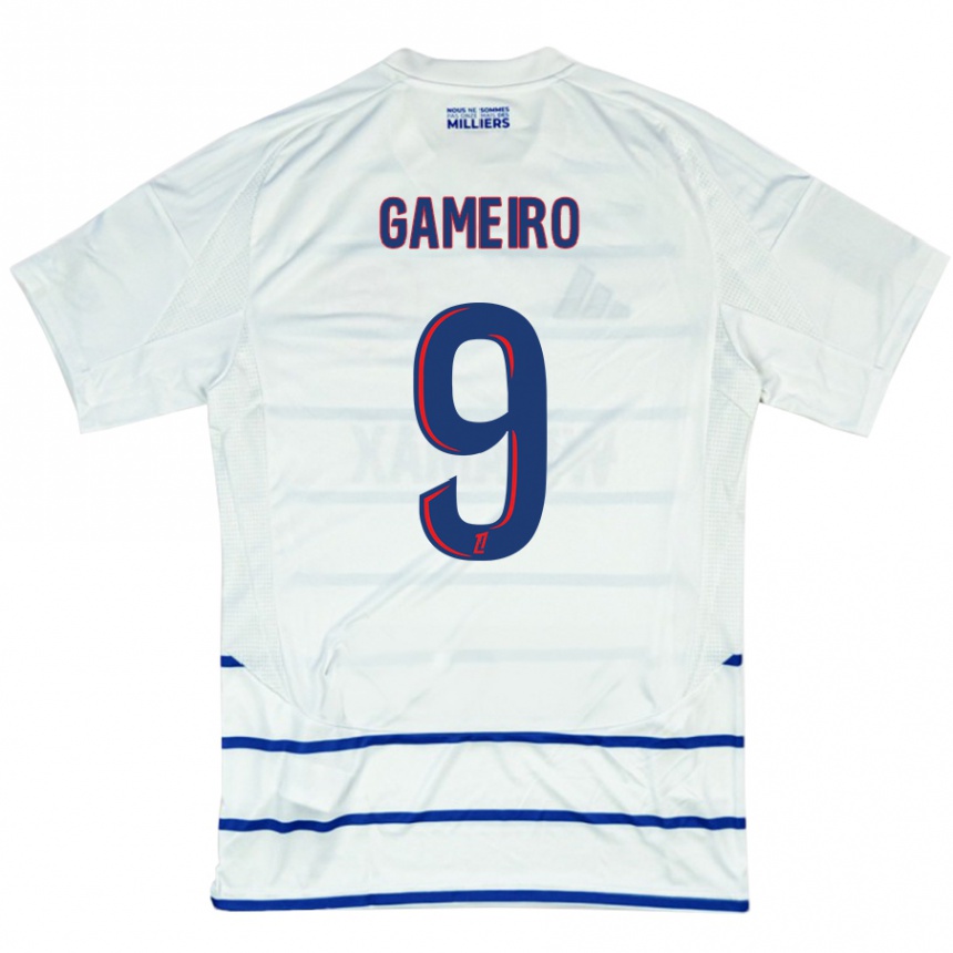 Hombre Fútbol Camiseta Kévin Gameiro #9 Blanco Azul 2ª Equipación 2024/25 Perú