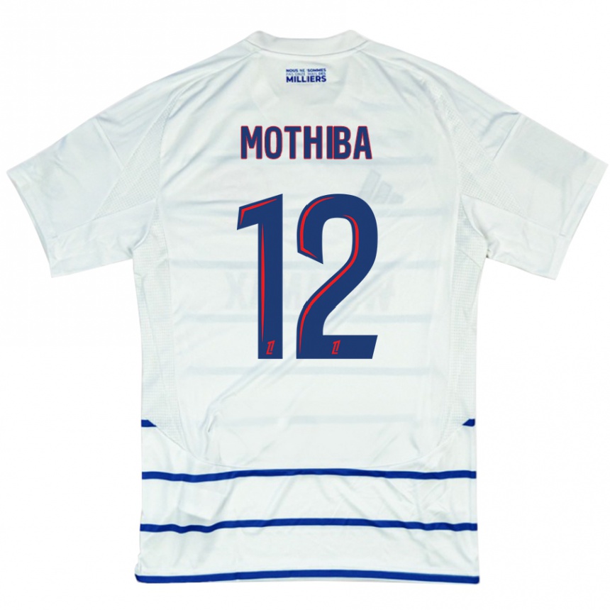 Hombre Fútbol Camiseta Lebo Mothiba #12 Blanco Azul 2ª Equipación 2024/25 Perú