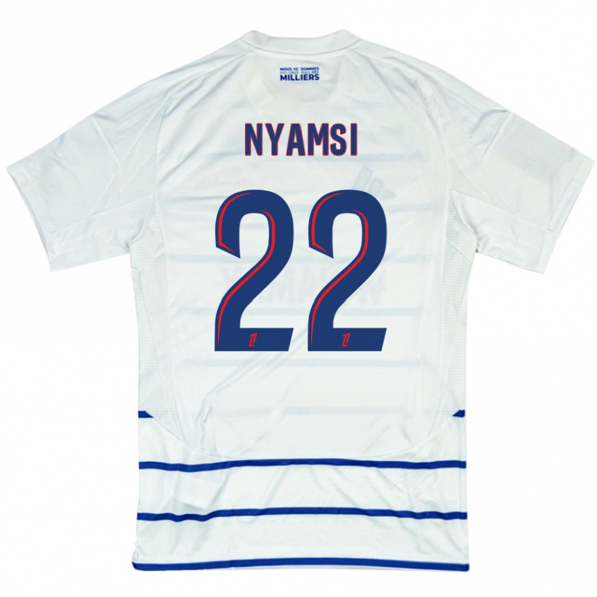 Hombre Fútbol Camiseta Gerzino Nyamsi #22 Blanco Azul 2ª Equipación 2024/25 Perú