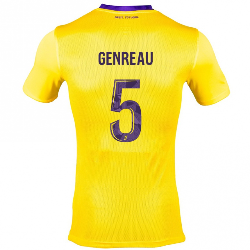 Hombre Fútbol Camiseta Denis Genreau #5 Amarillo Morado 2ª Equipación 2024/25 Perú