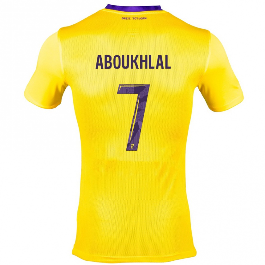 Hombre Fútbol Camiseta Zakaria Aboukhlal #7 Amarillo Morado 2ª Equipación 2024/25 Perú