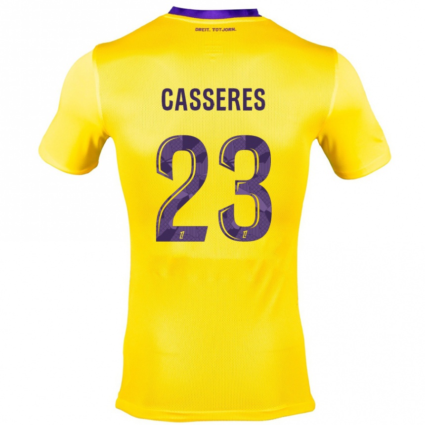 Hombre Fútbol Camiseta Cristian Cásseres Jr. #23 Amarillo Morado 2ª Equipación 2024/25 Perú