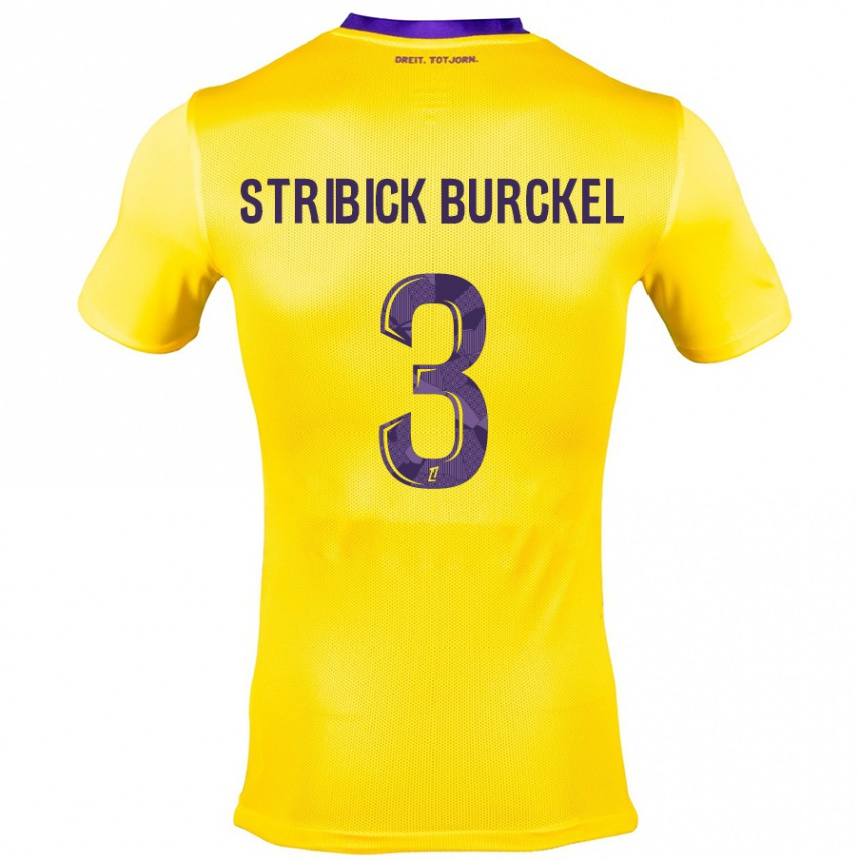 Hombre Fútbol Camiseta Laetitia Stribick-Burckel #3 Amarillo Morado 2ª Equipación 2024/25 Perú