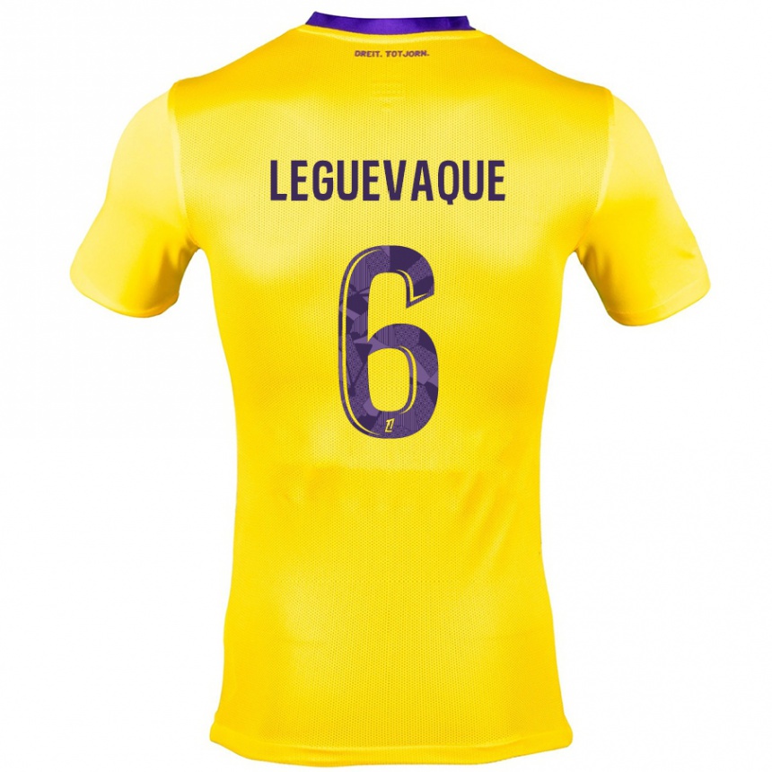 Hombre Fútbol Camiseta Laurie Leguevaque #6 Amarillo Morado 2ª Equipación 2024/25 Perú