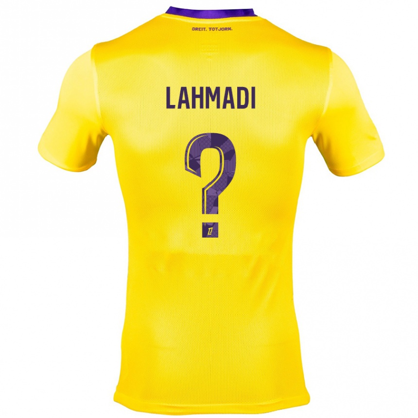 Hombre Fútbol Camiseta Noah Lahmadi #0 Amarillo Morado 2ª Equipación 2024/25 Perú