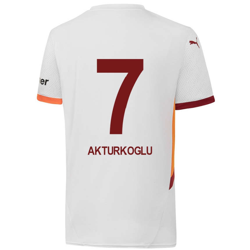 Hombre Fútbol Camiseta Kerem Aktürkoğlu #7 Blanco Amarillo Rojo 2ª Equipación 2024/25 Perú