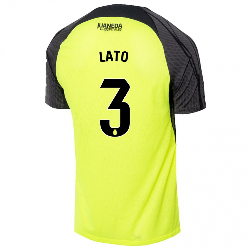 Hombre Fútbol Camiseta Toni Lato #3 Verde Fluorescente Negro 2ª Equipación 2024/25 Perú