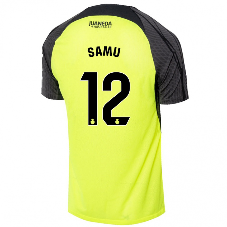 Hombre Fútbol Camiseta Samú Costa #12 Verde Fluorescente Negro 2ª Equipación 2024/25 Perú