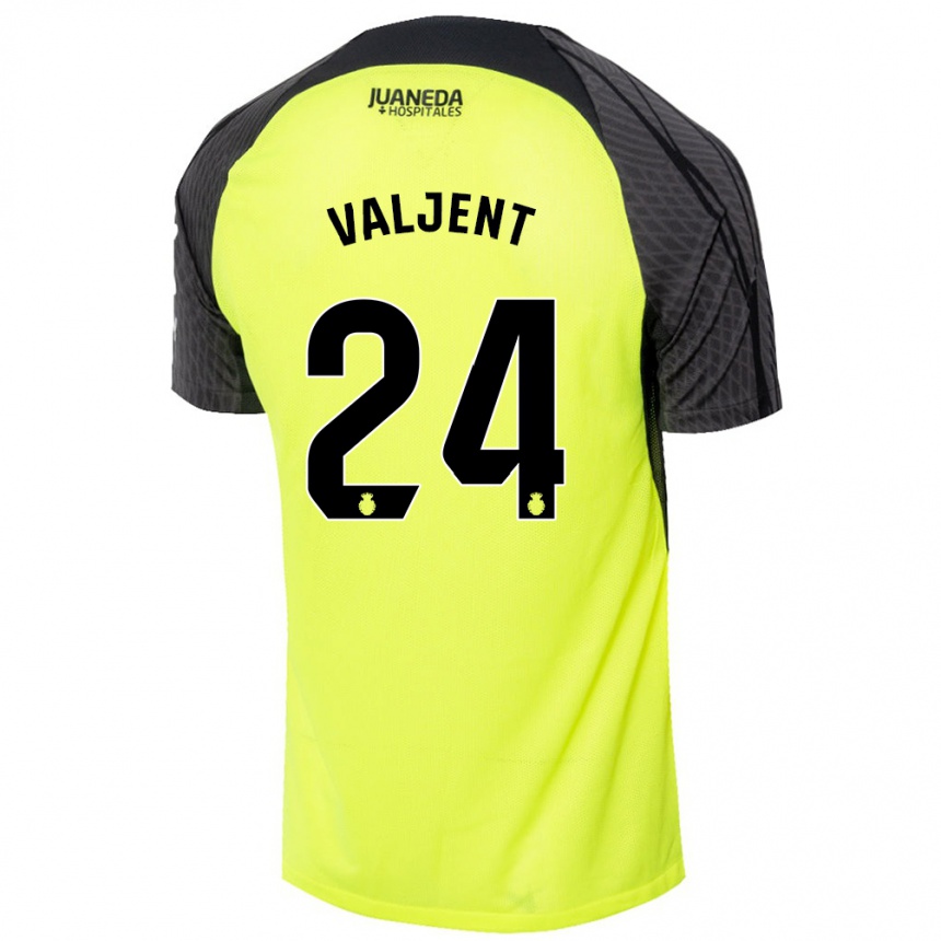 Hombre Fútbol Camiseta Martin Valjent #24 Verde Fluorescente Negro 2ª Equipación 2024/25 Perú