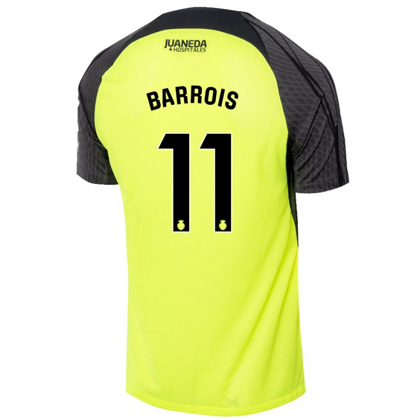 Hombre Fútbol Camiseta Eliott Barrois #11 Verde Fluorescente Negro 2ª Equipación 2024/25 Perú