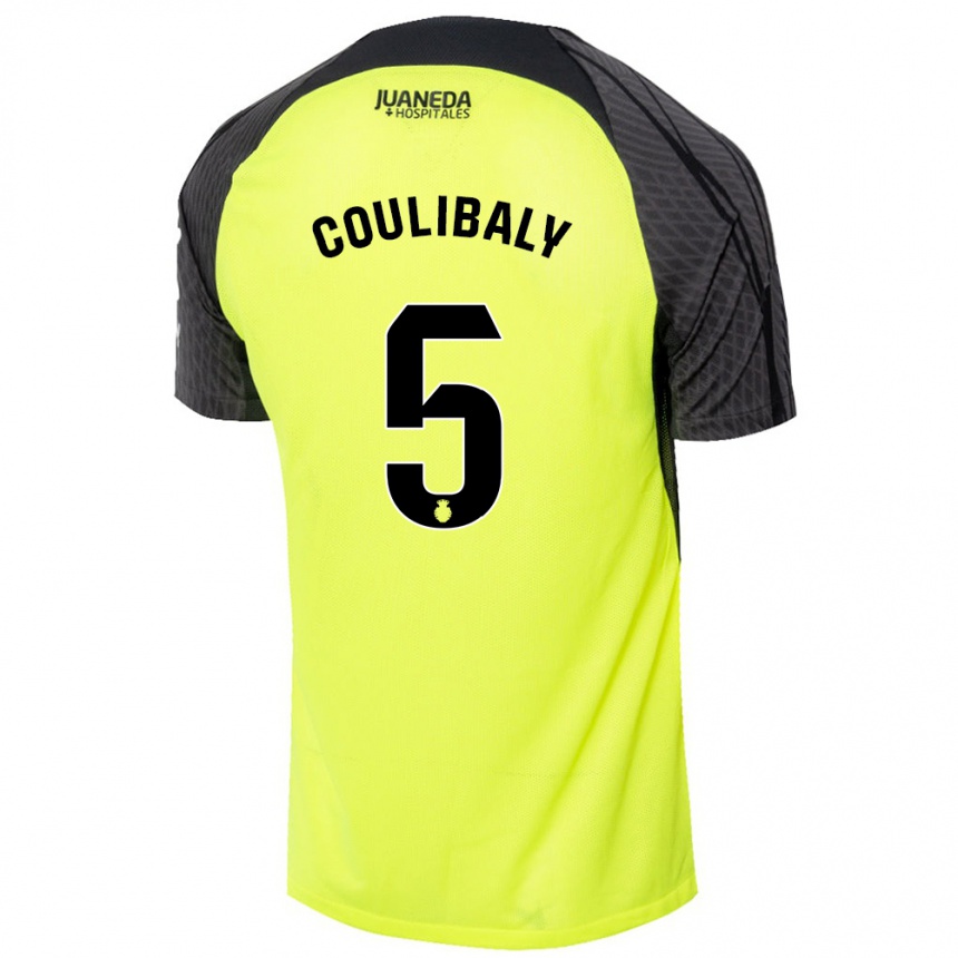 Hombre Fútbol Camiseta Habib Anas Coulibaly #5 Verde Fluorescente Negro 2ª Equipación 2024/25 Perú