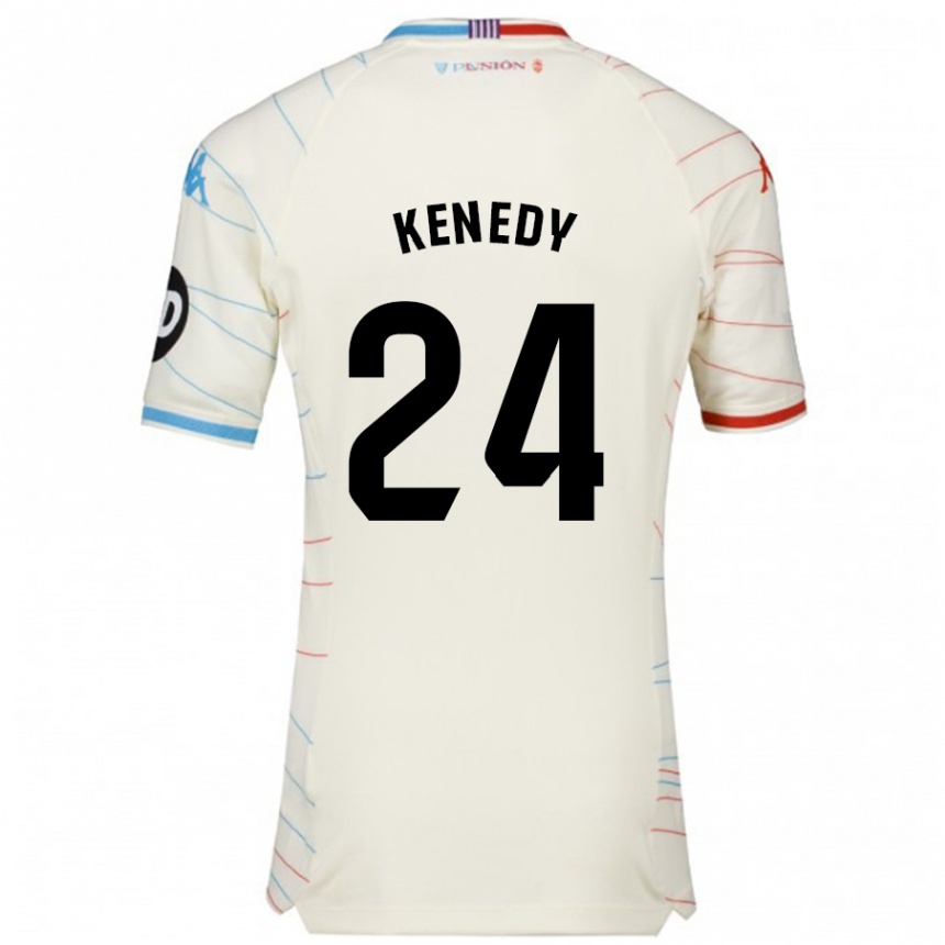 Hombre Fútbol Camiseta Kenedy #24 Blanco Rojo Azul 2ª Equipación 2024/25 Perú