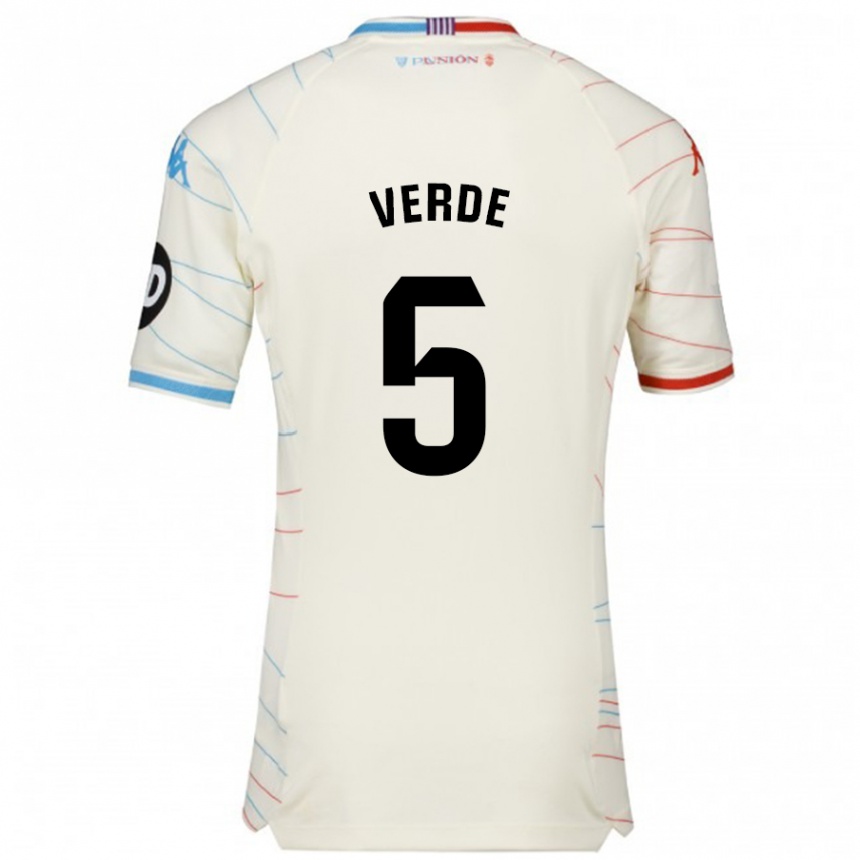 Hombre Fútbol Camiseta Adrián Verde #5 Blanco Rojo Azul 2ª Equipación 2024/25 Perú