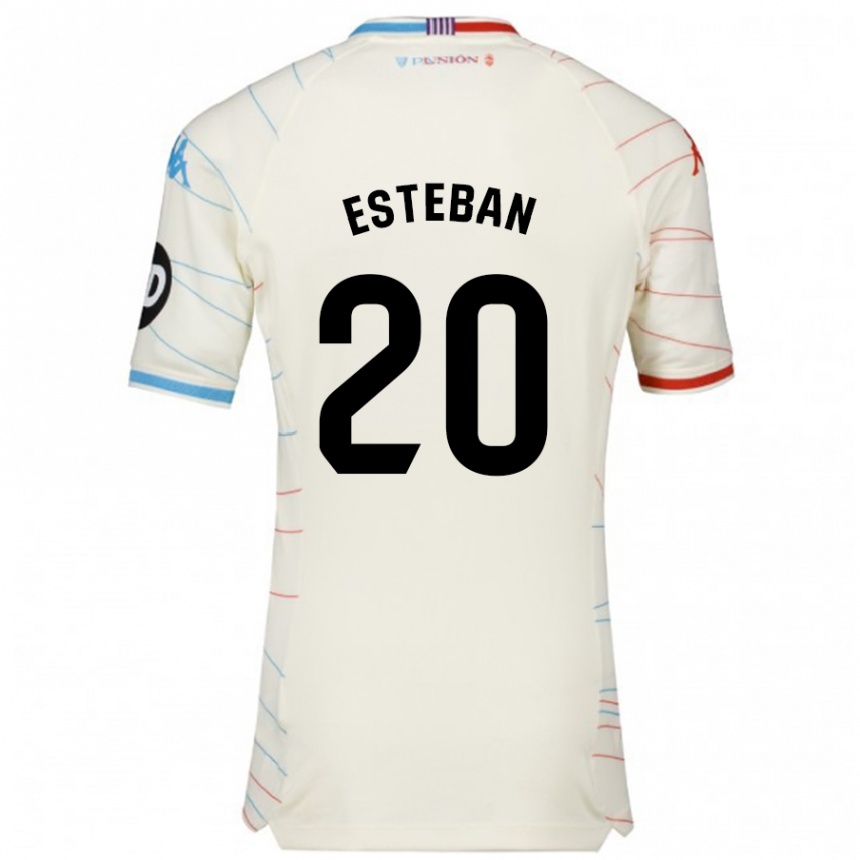 Hombre Fútbol Camiseta Sergio Esteban #20 Blanco Rojo Azul 2ª Equipación 2024/25 Perú