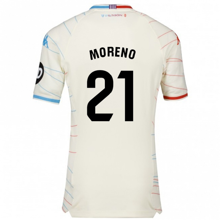 Hombre Fútbol Camiseta Xavi Moreno #21 Blanco Rojo Azul 2ª Equipación 2024/25 Perú