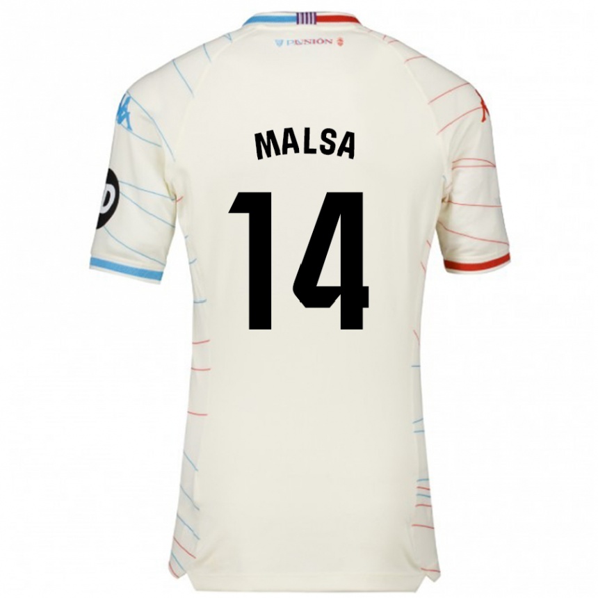 Hombre Fútbol Camiseta Mickaël Malsa #14 Blanco Rojo Azul 2ª Equipación 2024/25 Perú