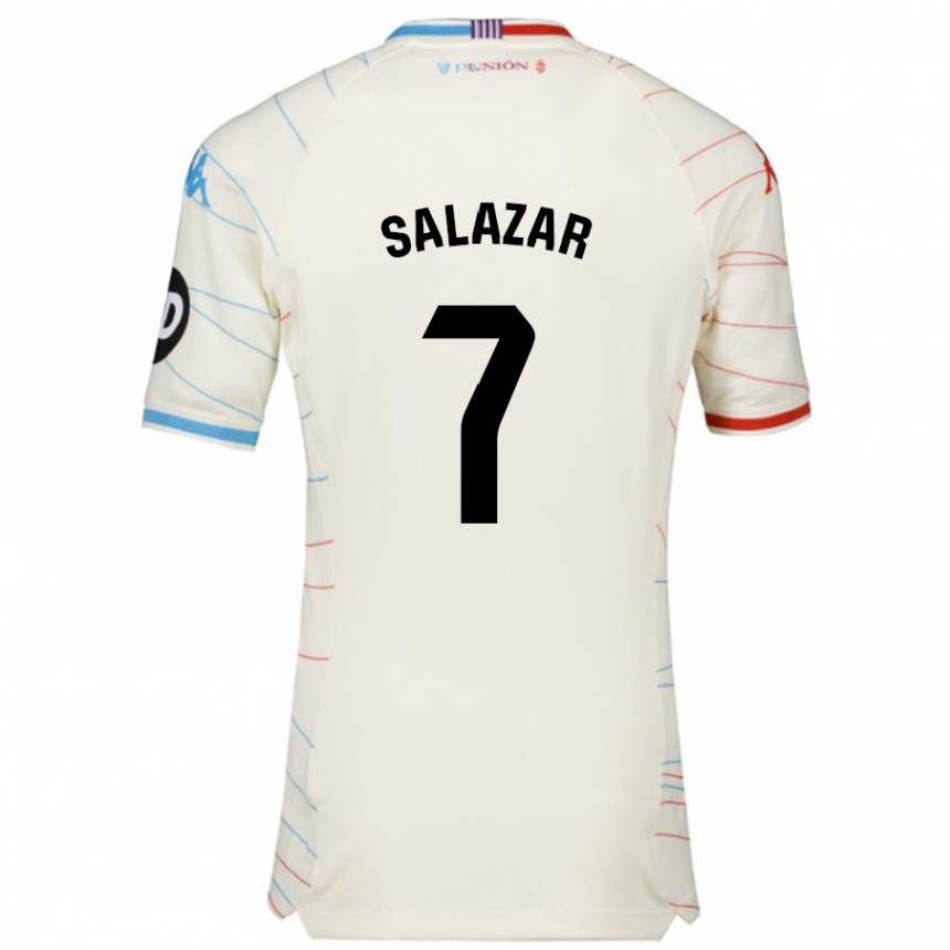 Hombre Fútbol Camiseta Israel Salazar #7 Blanco Rojo Azul 2ª Equipación 2024/25 Perú