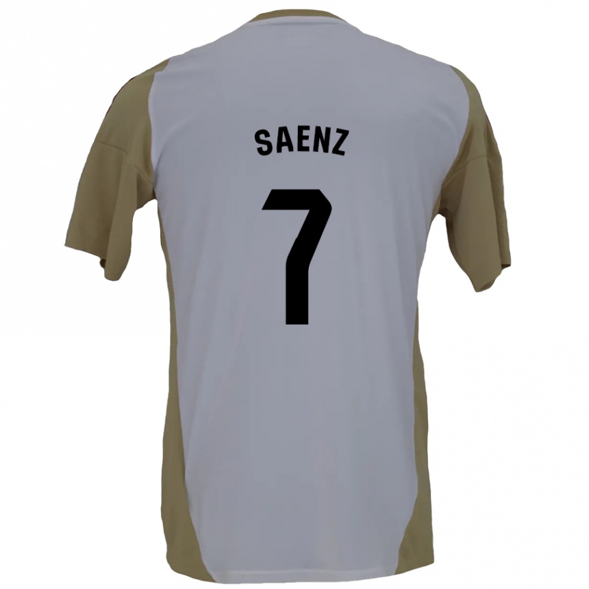 Hombre Fútbol Camiseta Raúl Sáenz #7 Marrón Blanco 2ª Equipación 2024/25 Perú