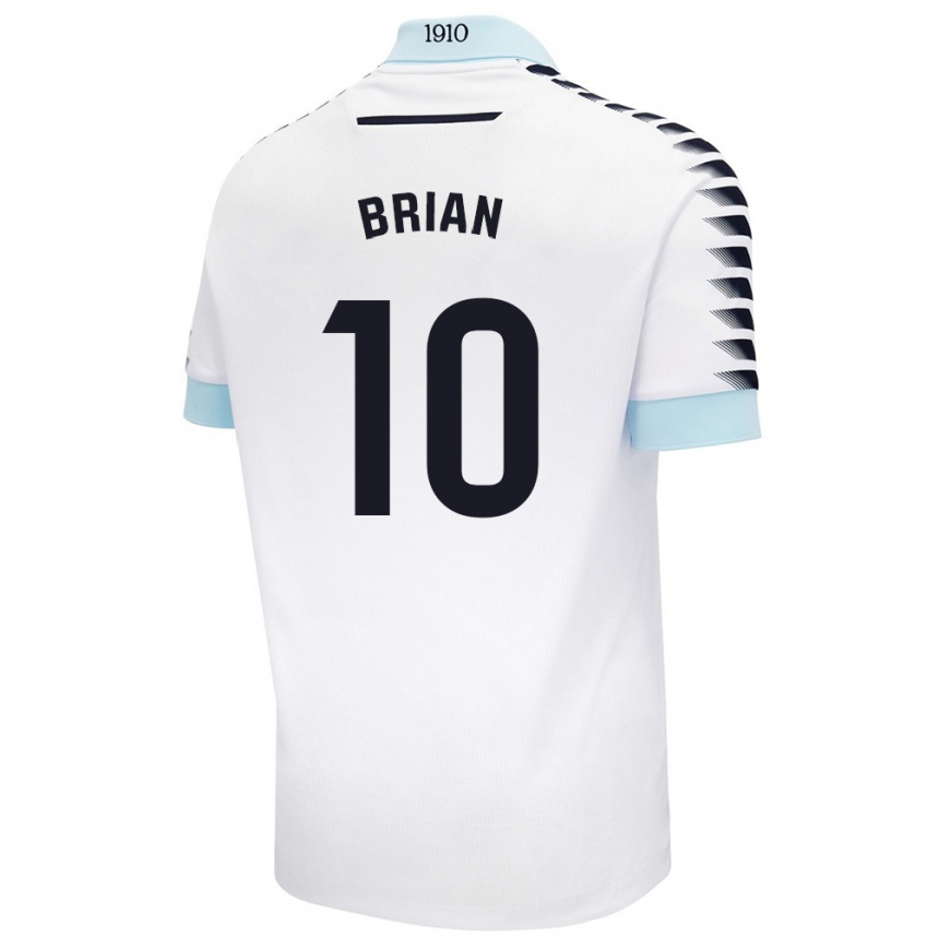 Hombre Fútbol Camiseta Brian Ocampo #10 Blanco Azul 2ª Equipación 2024/25 Perú