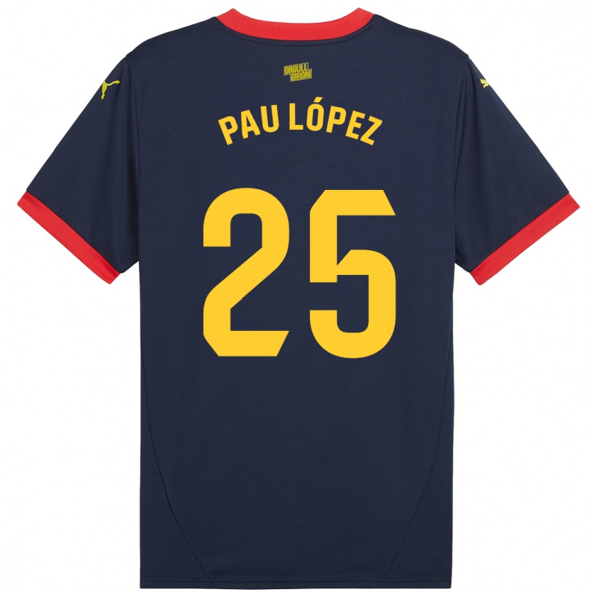 Hombre Fútbol Camiseta Pau Lopez #25 Azul Marino Rojo 2ª Equipación 2024/25 Perú