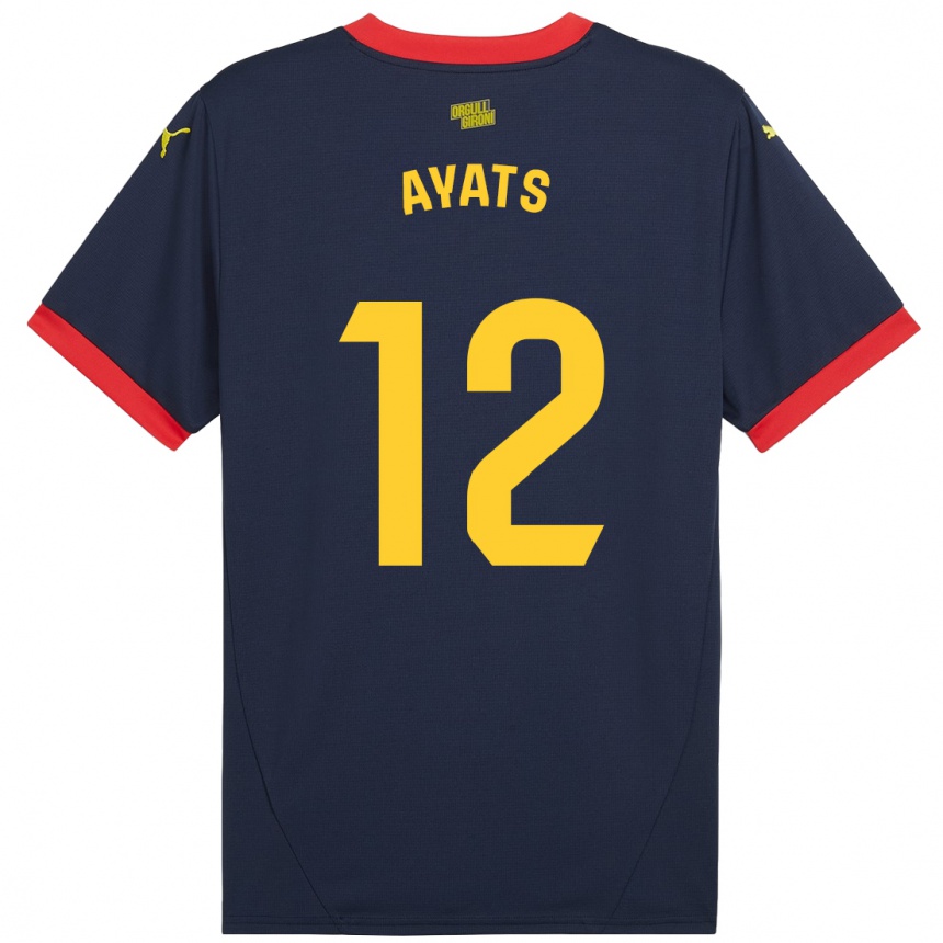 Hombre Fútbol Camiseta Mònica Ayats #12 Azul Marino Rojo 2ª Equipación 2024/25 Perú