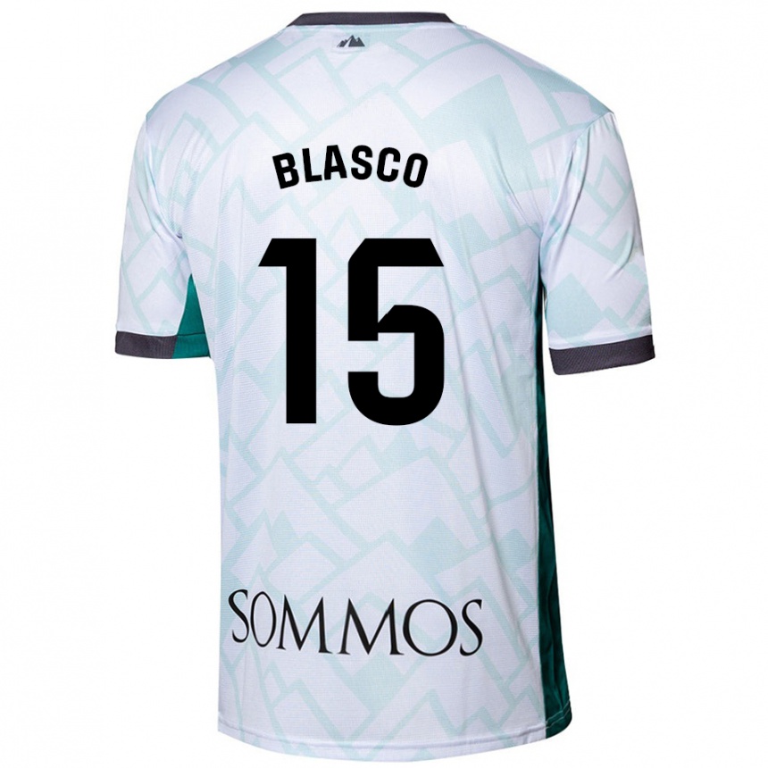 Hombre Fútbol Camiseta Jérémy Blasco #15 Blanco Verde 2ª Equipación 2024/25 Perú