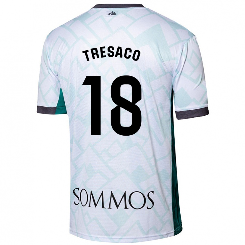 Hombre Fútbol Camiseta Rafa Tresaco #18 Blanco Verde 2ª Equipación 2024/25 Perú