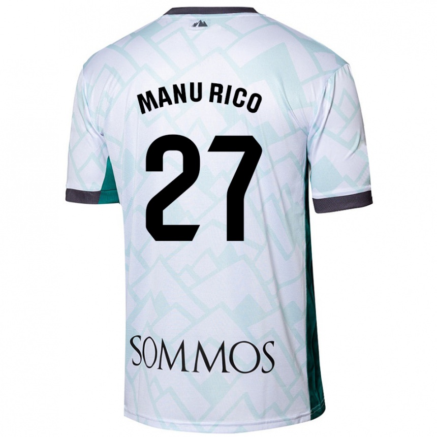 Hombre Fútbol Camiseta Manu Rico #27 Blanco Verde 2ª Equipación 2024/25 Perú