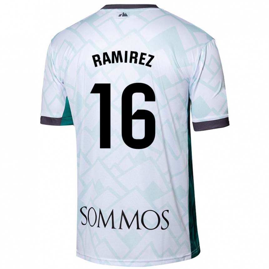 Hombre Fútbol Camiseta Vanesa Ramírez #16 Blanco Verde 2ª Equipación 2024/25 Perú