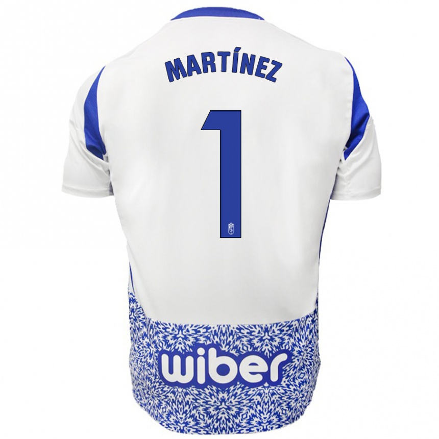 Hombre Fútbol Camiseta Marc Martínez #1 Blanco Azul 2ª Equipación 2024/25 Perú