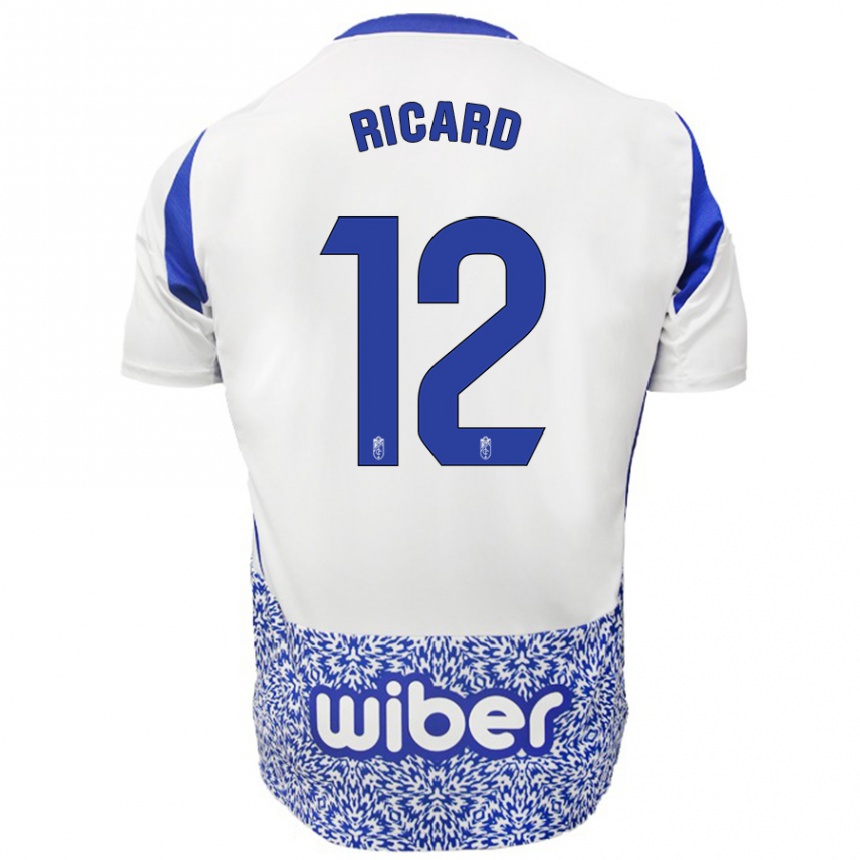 Hombre Fútbol Camiseta Ricard Sanchez #12 Blanco Azul 2ª Equipación 2024/25 Perú