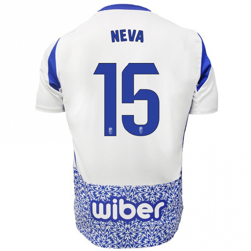 Hombre Fútbol Camiseta Carlos Neva #15 Blanco Azul 2ª Equipación 2024/25 Perú