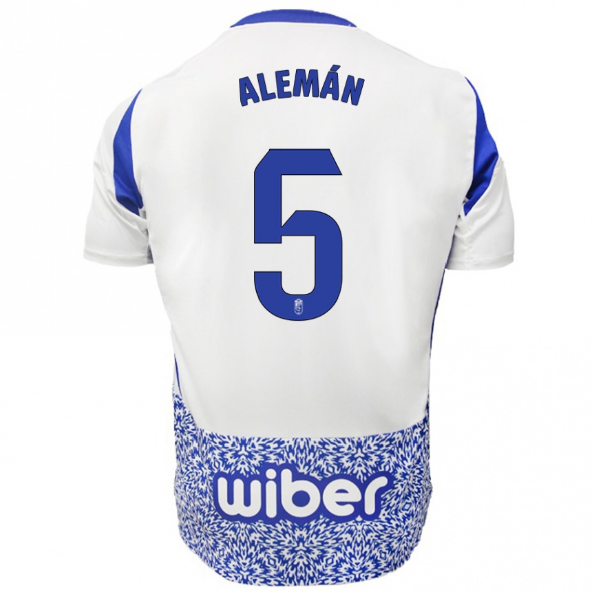 Hombre Fútbol Camiseta Carlos Alemán #5 Blanco Azul 2ª Equipación 2024/25 Perú