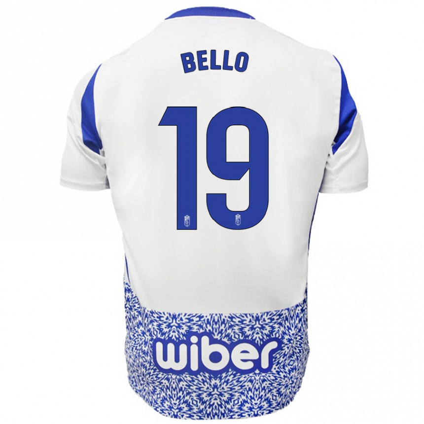 Hombre Fútbol Camiseta Eghosa Augustine Bello #19 Blanco Azul 2ª Equipación 2024/25 Perú