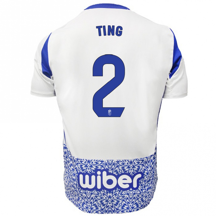 Hombre Fútbol Camiseta Xie Ting #2 Blanco Azul 2ª Equipación 2024/25 Perú