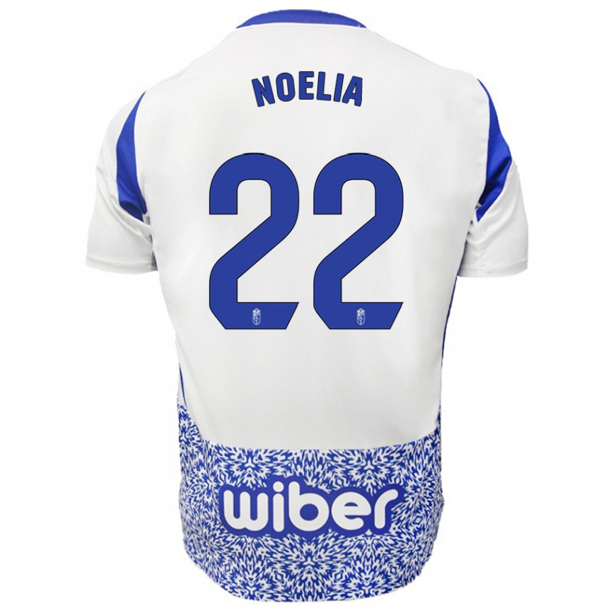 Hombre Fútbol Camiseta Noelia Salas Mullens #22 Blanco Azul 2ª Equipación 2024/25 Perú