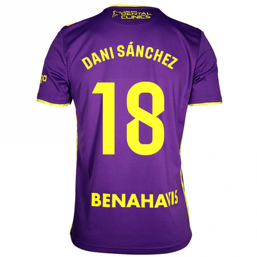 Hombre Fútbol Camiseta Dani Sánchez #18 Púrpura Amarillo 2ª Equipación 2024/25 Perú