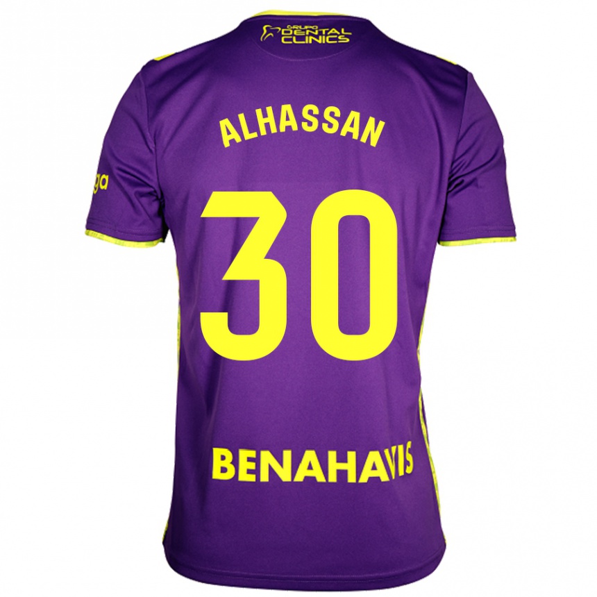 Hombre Fútbol Camiseta Mubarak Alhassan #30 Púrpura Amarillo 2ª Equipación 2024/25 Perú