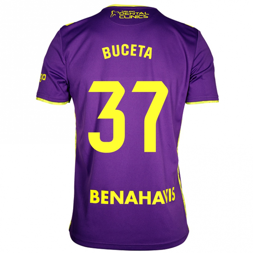 Hombre Fútbol Camiseta Ana Buceta #37 Púrpura Amarillo 2ª Equipación 2024/25 Perú