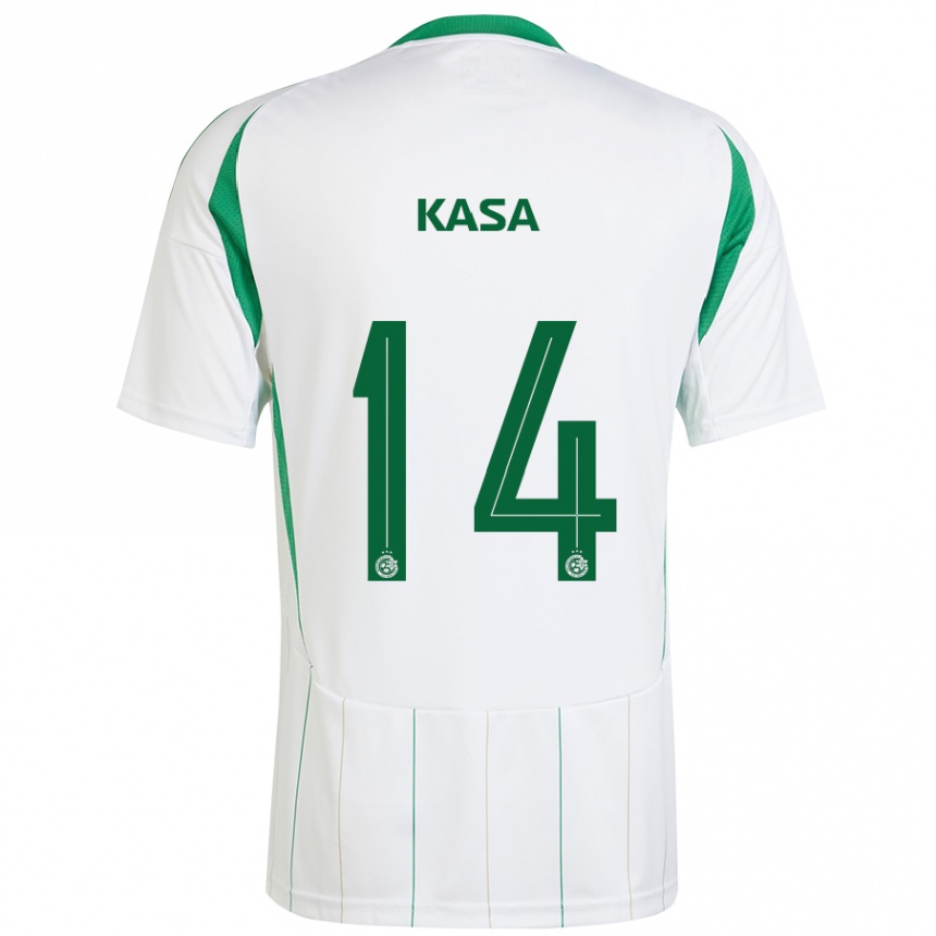 Hombre Fútbol Camiseta Lior Kasa #14 Blanco Verde 2ª Equipación 2024/25 Perú