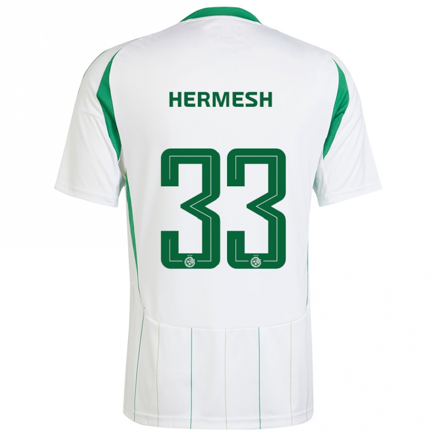 Hombre Fútbol Camiseta Liam Hermesh #33 Blanco Verde 2ª Equipación 2024/25 Perú