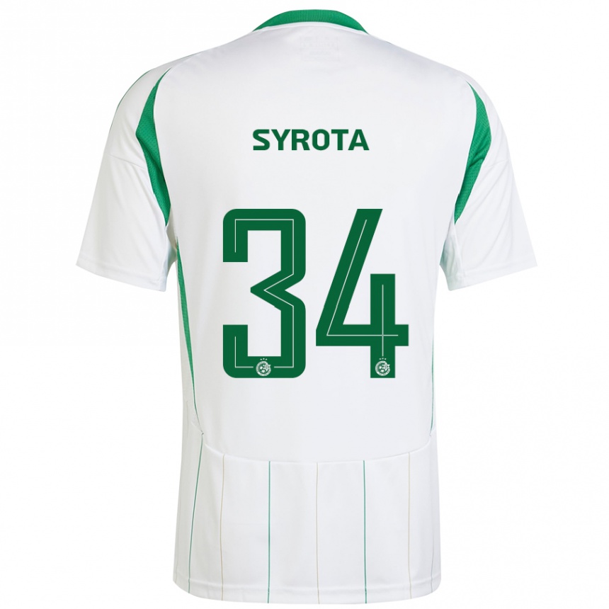 Hombre Fútbol Camiseta Oleksandr Syrota #34 Blanco Verde 2ª Equipación 2024/25 Perú