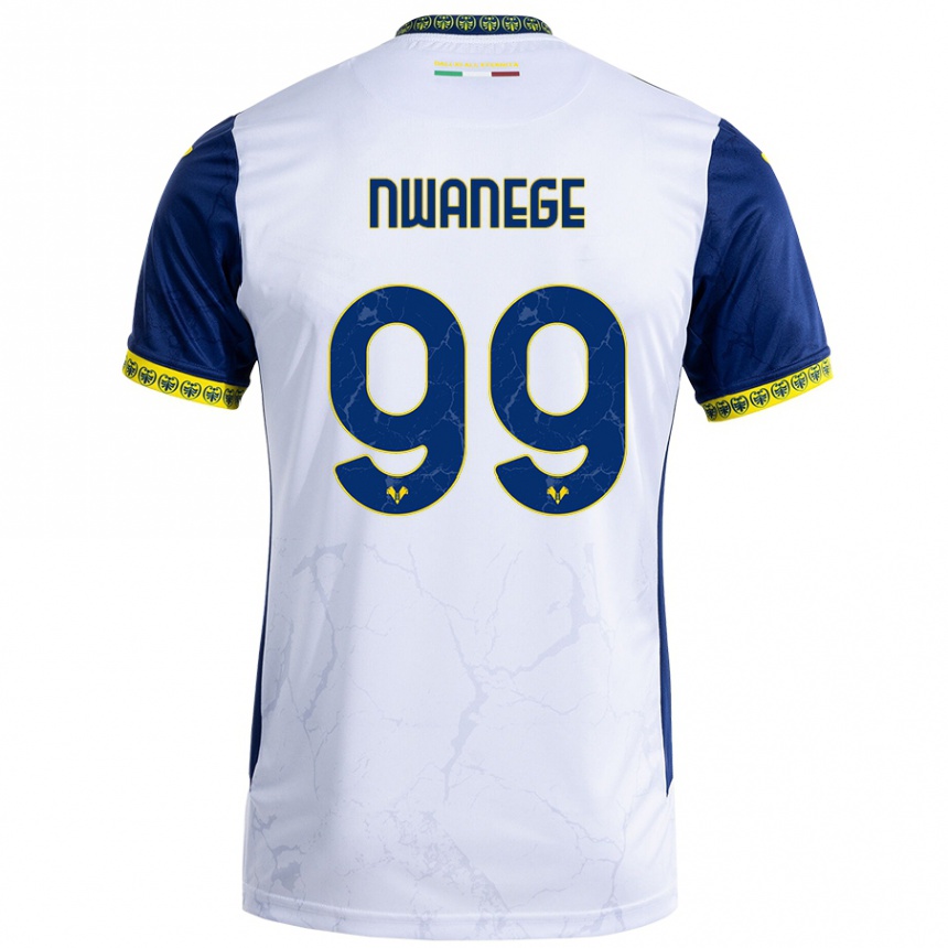 Hombre Fútbol Camiseta Karlson Nwanege #99 Blanco Azul 2ª Equipación 2024/25 Perú